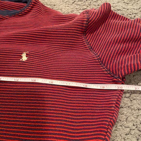 Polo Ralph Lauren Navy & Burgundy Stripe Shirt Size Medium - Picture 11 of 12